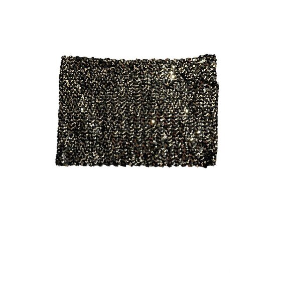 Iconic Vintage 70s 80s Black Gold Sequin Tube Top - Picture 7 of 7